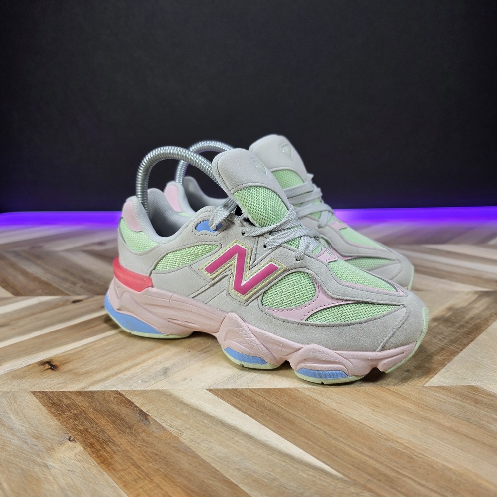 New Balance 9060 Kids US 3 Pink Green Chunky Lifestyle Sneakers Shoes Salking